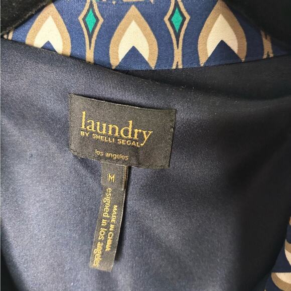 Laundry by Shelli Segal Blue and Green Print Long Sleeve Tunic Dress Size M - Picture 4 of 6